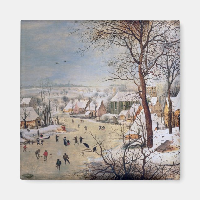 Winter Landscape with Birdtrap, 1601 Magnet (Front)