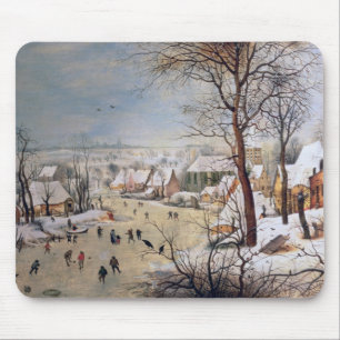 Winter Landscape with Birdtrap, 1601 Mouse Mat