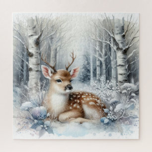 Winter Landscape With Deer Jigsaw Puzzle