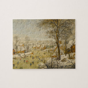 Winter Landscape with Ice Skaters and Bird Trap Jigsaw Puzzle