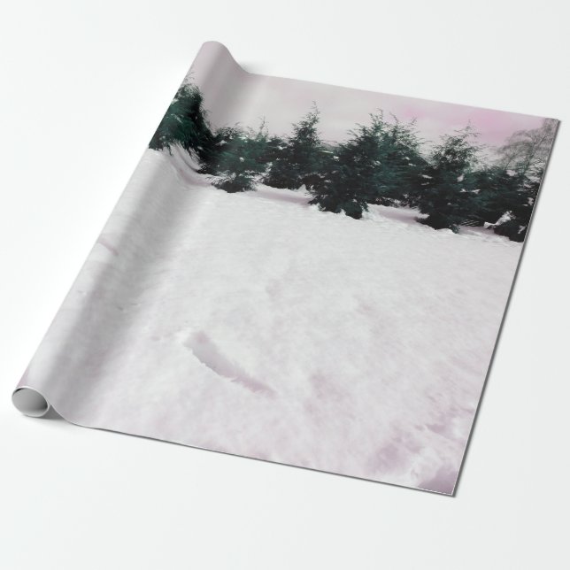 Winter landscape with larches in the snow wrapping paper (Unrolled)