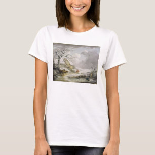 Winter Landscape with Men Snowballing an Old Woman T-Shirt