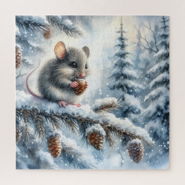 Winter Landscape With Mouse Jigsaw Puzzle (Vertical)