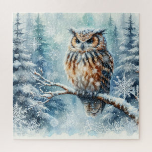 Winter Landscape With Owl Jigsaw Puzzle