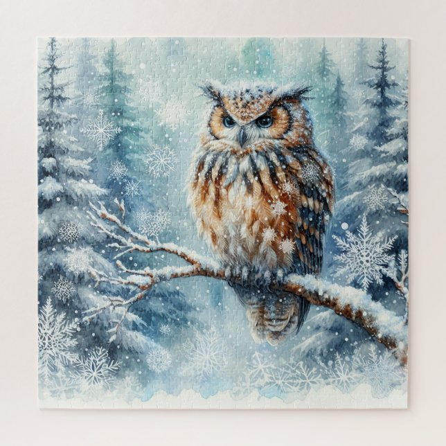 Winter Landscape With Owl Jigsaw Puzzle (Vertical)