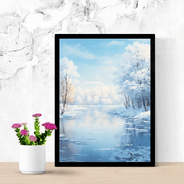 winter landscape with tranquil frozen lake  poster (Creator Uploaded)