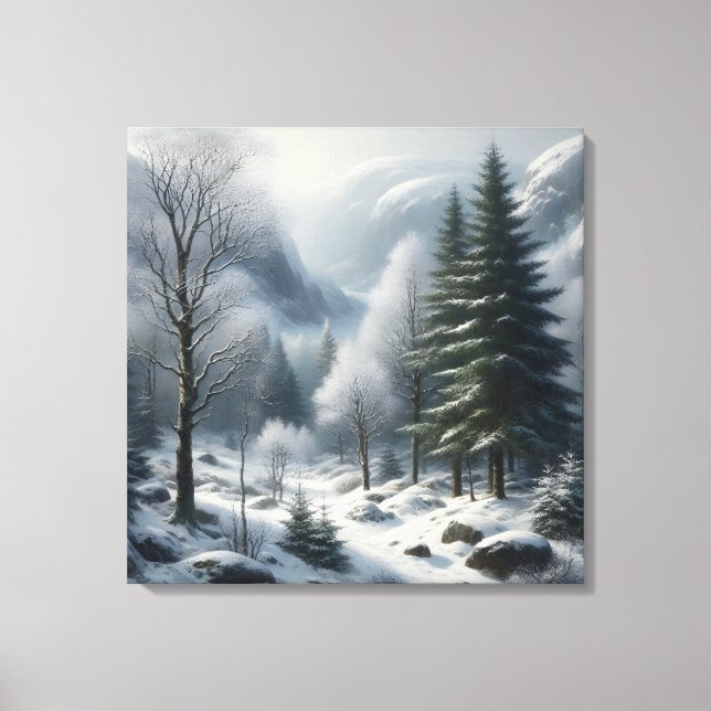 Winter Landscape with Trees and Snow Canvas Print (Front)
