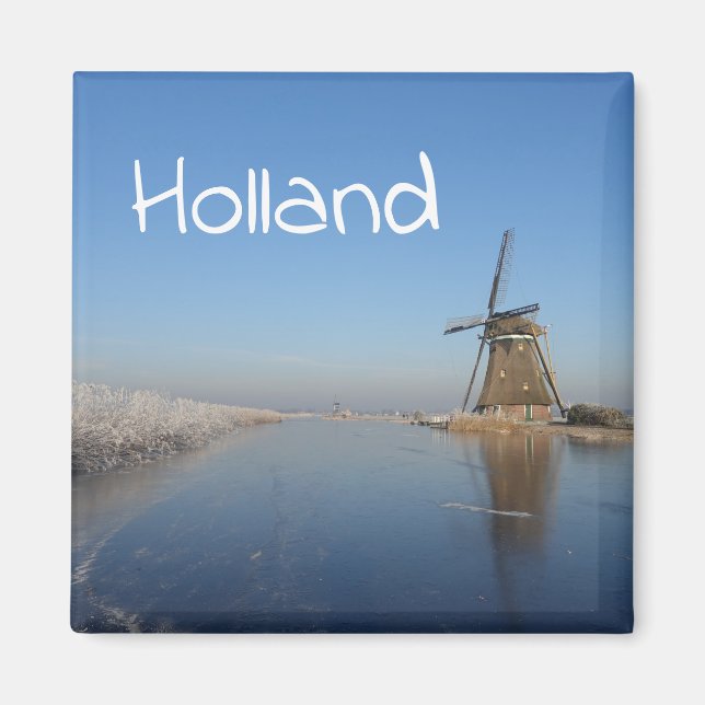 Winter landscape with windmill and ice magnet (Front)