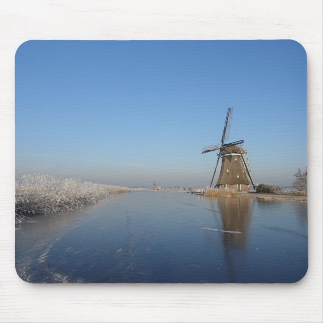 Winter landscape with windmill and ice mouse mat (Front)