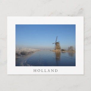 Winter landscape with windmill and ice postcard
