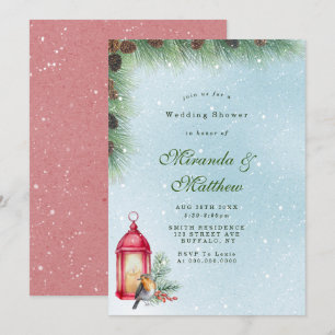 Winter lantern and Bird Wedding Shower Invites