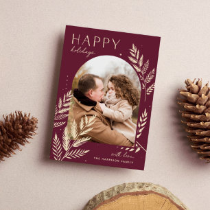 Winter Laurel Happy Holidays Photo Card