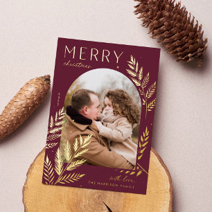 Winter Laurel Merry Christmas Photo Foil Holiday Card