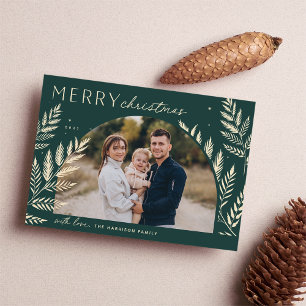 Winter Laurel Merry Christmas Photo Holiday Card