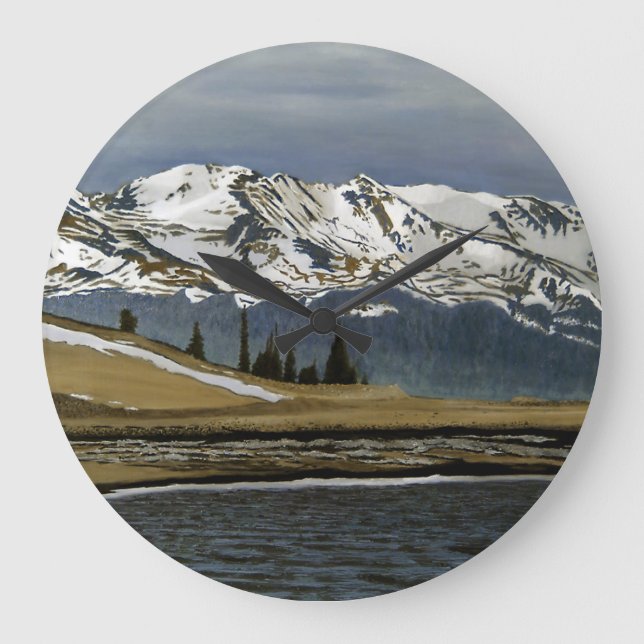 Winter Leadville Colorado Mountain Landscape Large Clock (Front)