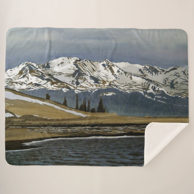 Winter Leadville Colorado Mountain Landscape Sherpa Blanket (Front (Horizontal))