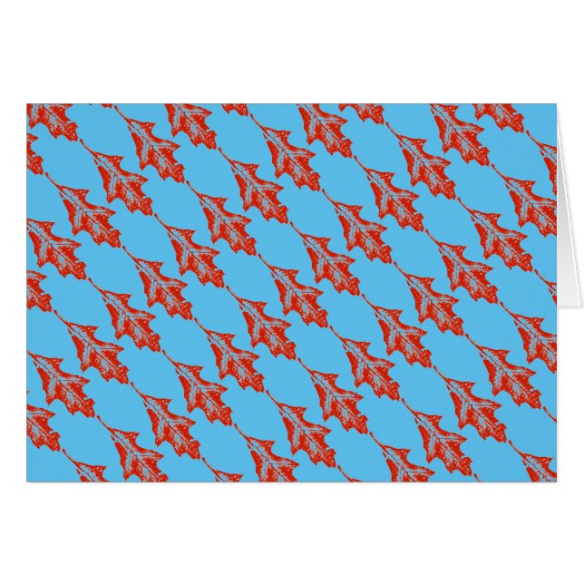 "Winter Leaf Blue" Tiled Country Greeting Card (Front Horizontal)