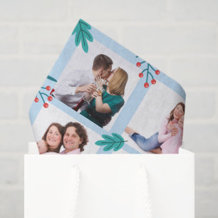 Winter Leaves and Berries Custom 12 x Photo Grid Tissue Paper