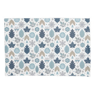Winter Leaves and Snow Shapes Pillowcase