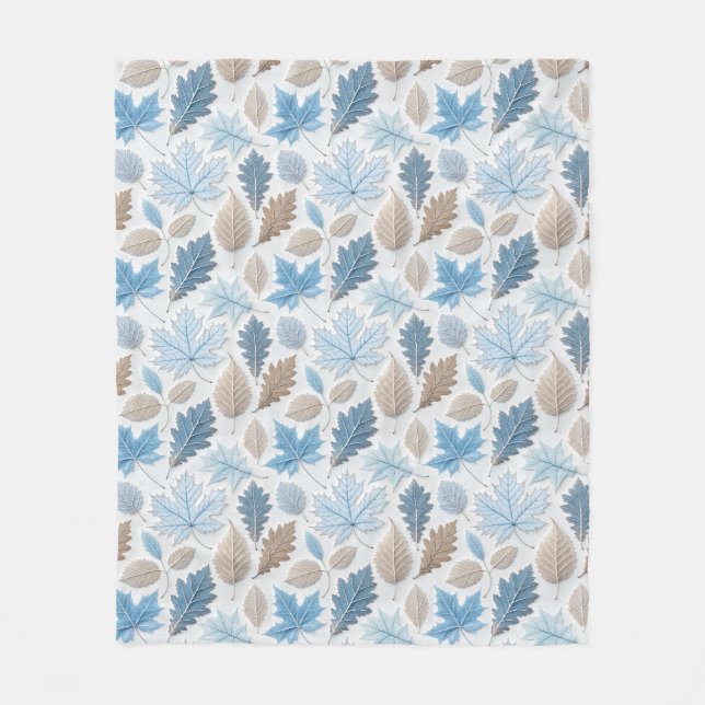 winter leaves coated in delicate frost fleece blanket (Front)