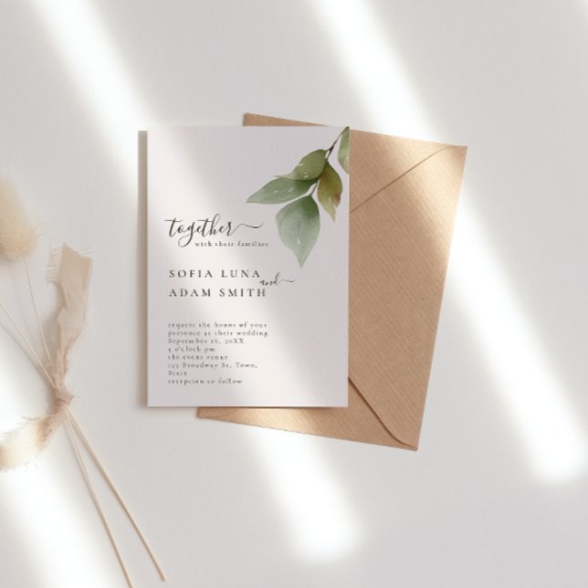 Winter Leaves Floral Watercolor Wedding Invitation (Creator Uploaded)