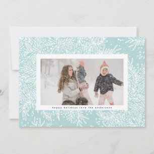 Winter Light Blue & Icy White Christmas Frame Holiday Card