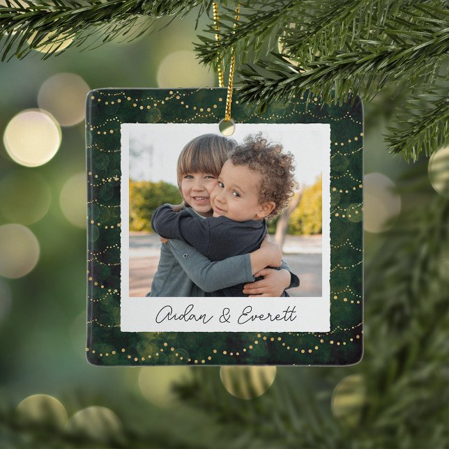 Winter Lights Double Sided Personalised Photo Ceramic Ornament (Creator Uploaded)