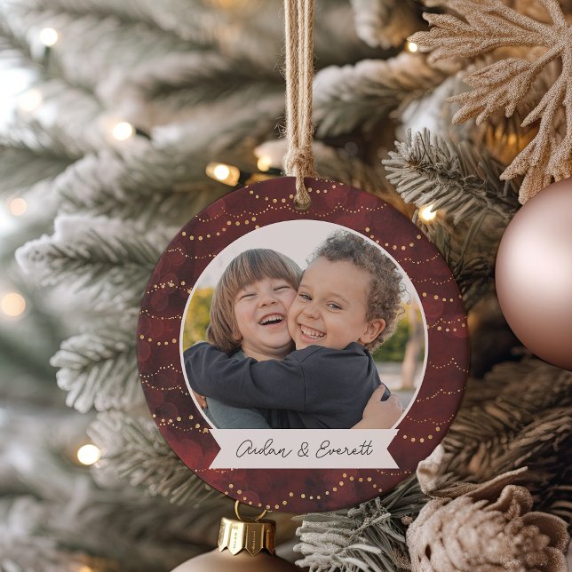 Winter Lights Double Sided Personalised Photo Ceramic Tree Decoration (Creator Uploaded)