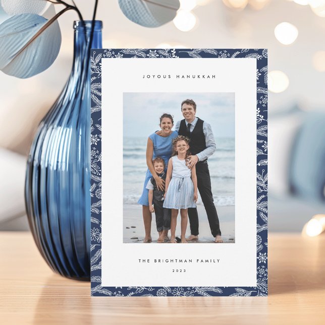 Winter Lights | Modern Vertical Photo Hanukkah Holiday Card (Creator Uploaded)