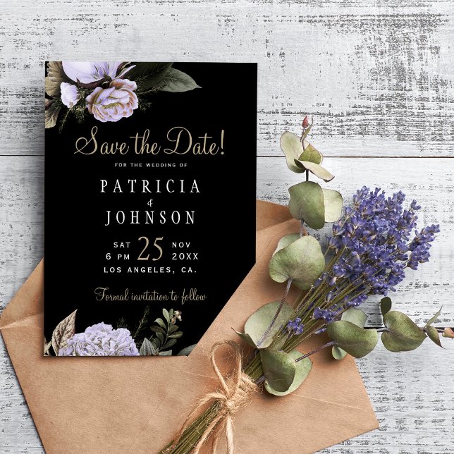 Winter lilac flowers elegant wedding save the date (Creator Uploaded)