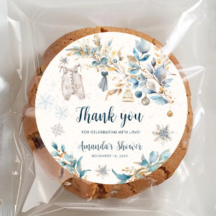 Winter Little Snowflake Baby Shower Thank You Classic Round Sticker
