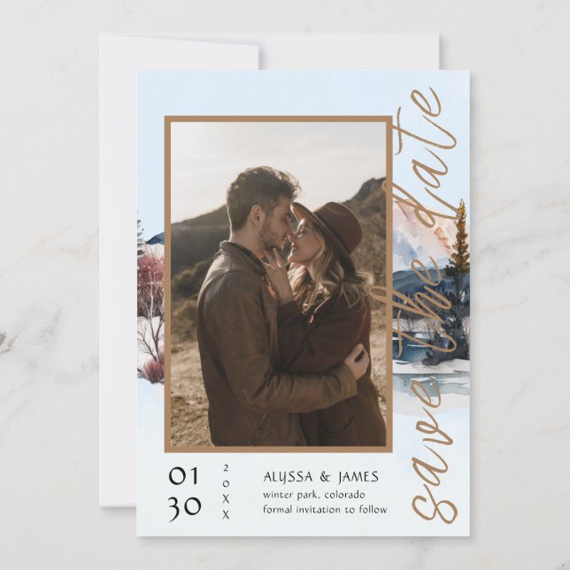 Winter Lodge in the Mountains Adventure Begins Invitation (Back)