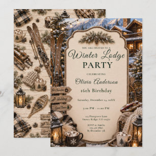 Winter Lodge Sixteen Party Invitation