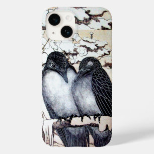 WINTER LOVE BIRDS IN SNOW Black and White Drawing Case-Mate iPhone 14 Case