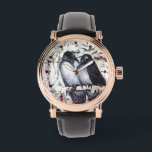 WINTER LOVE BIRDS IN SNOW WATCH<br><div class="desc">Whimsical design with funny Winter birds in snow . Digital elaboration by Bulgan Lumini</div>
