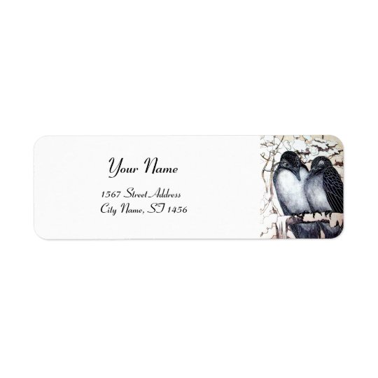 WINTER LOVE BIRDS RETURN ADDRESS LABEL