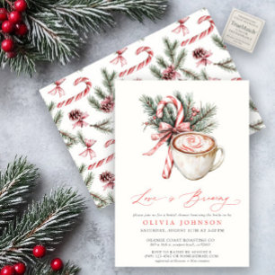 Winter Love Is Brewing Red Bow Bridal Shower Invitation