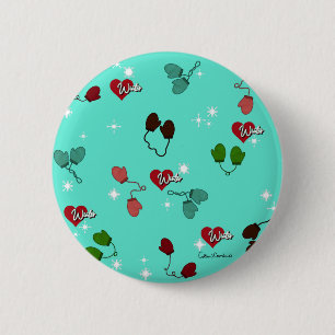 Winter Love Mittens and Snowflake Pattern 6 Cm Round Badge