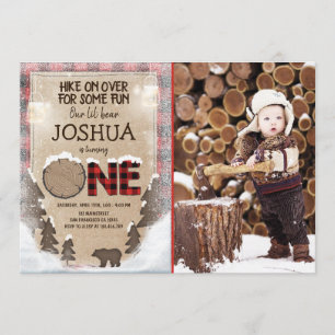 Winter Lumberjack Birthday Invitation Woodland