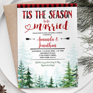 Winter Lumberjack Tis the Season to Be Married Invitation