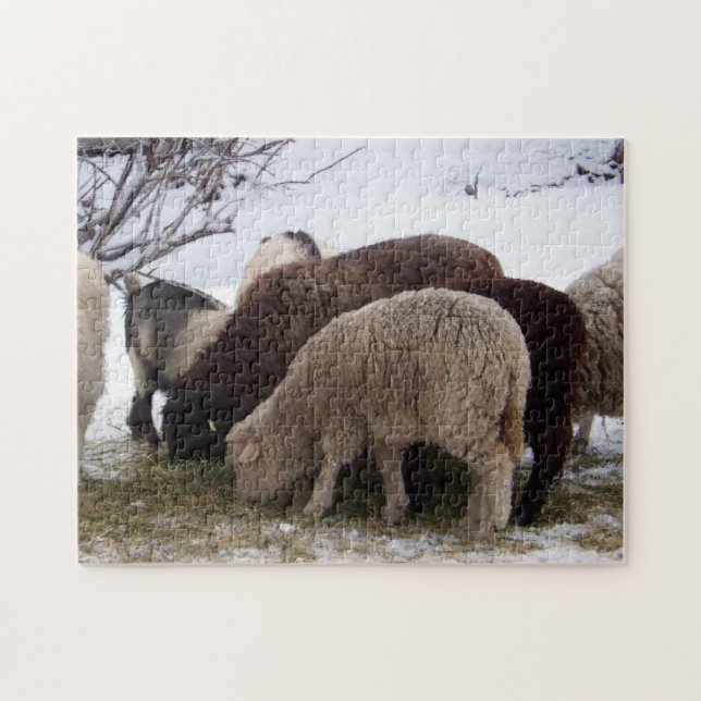 Winter Lunch for Sheep Jigsaw Puzzle (Horizontal)