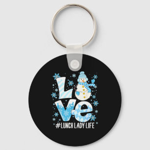 Winter Lunch Lady Love Snowman Lunch Lady Snow Chr Key Ring