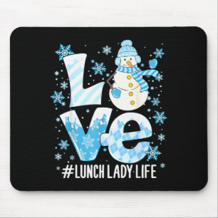 Winter Lunch Lady Love Snowman Lunch Lady Snow Chr Mouse Mat