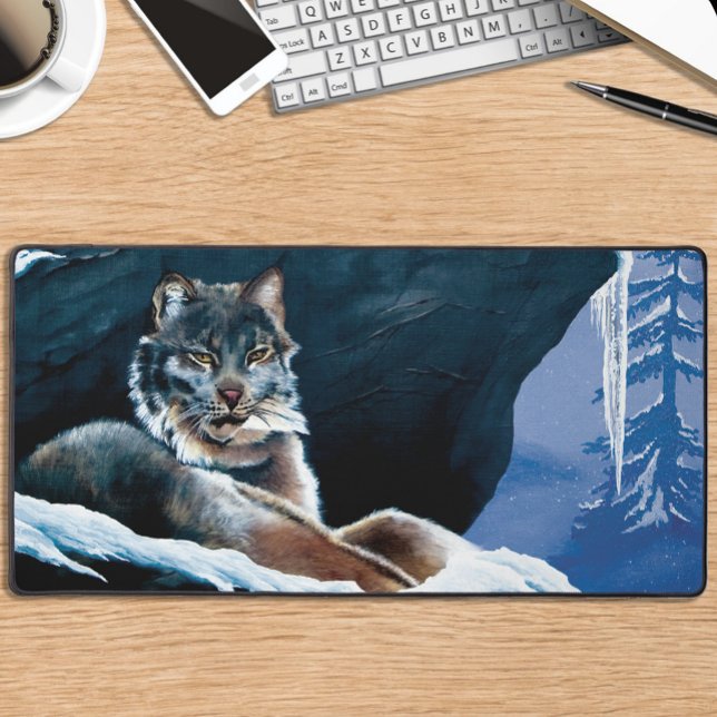 Winter Lynx Mountain Desk Mat (Creator Uploaded)
