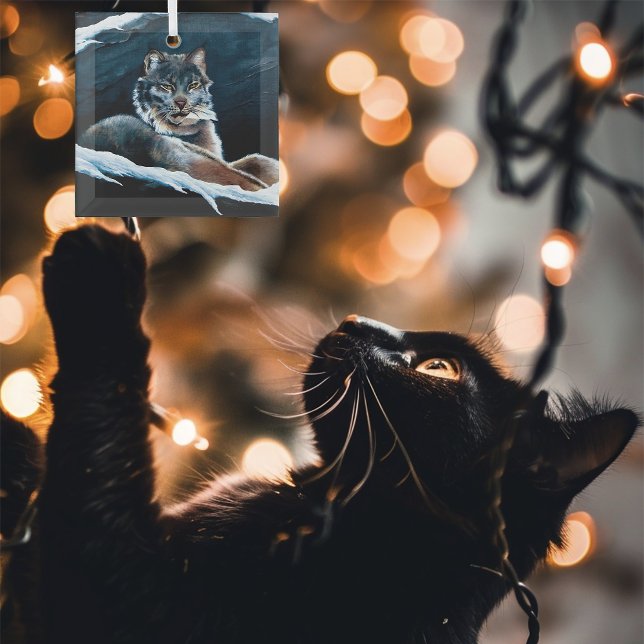 Winter Lynx Mountain Glass Tree Decoration (Creator Uploaded)