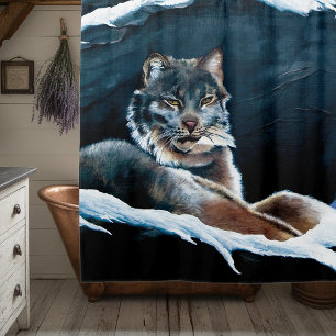 Winter Lynx Mountain  Shower Curtain
