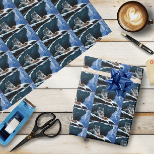 Winter Lynx Mountain Wrapping Paper