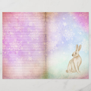 Winter Magic Bunny Scrapbook Page Paper, Whimsical