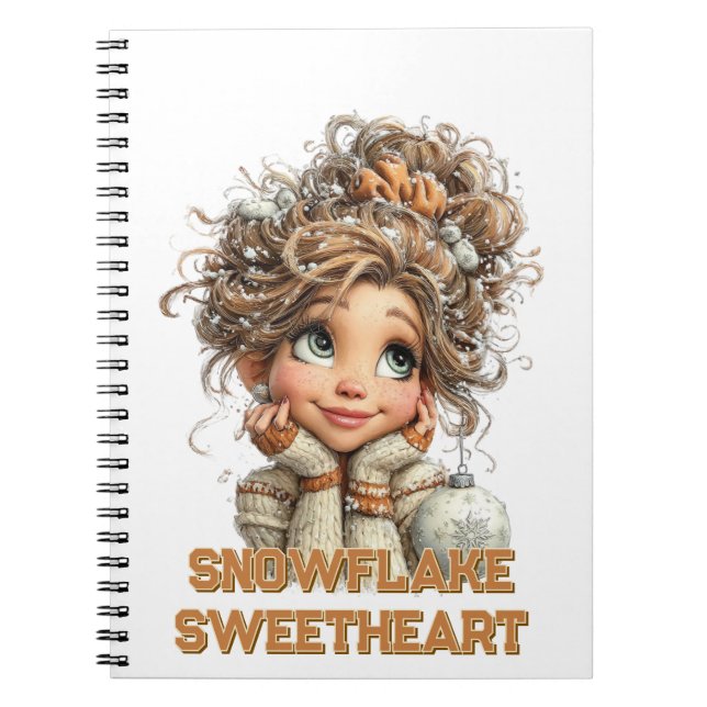 Winter Magic Cute Cozy Girl Spiral Notebook  (Front)