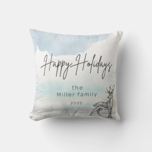 winter magic happy holidays photo throw pillow